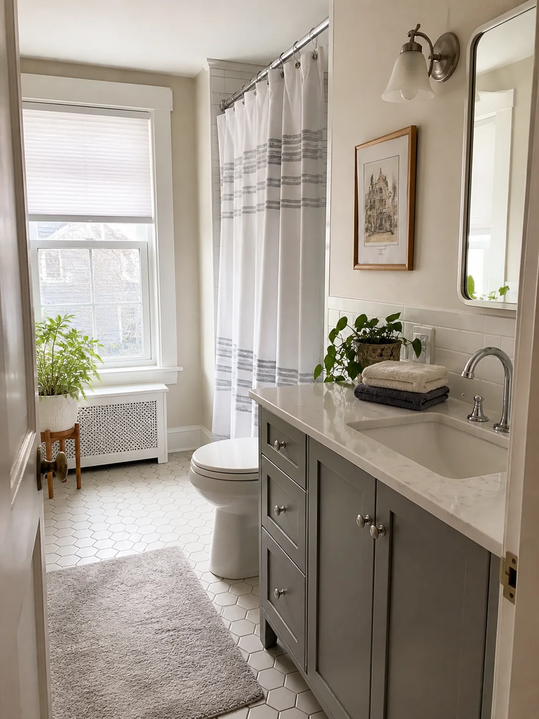 Clean, bright residential bathroom